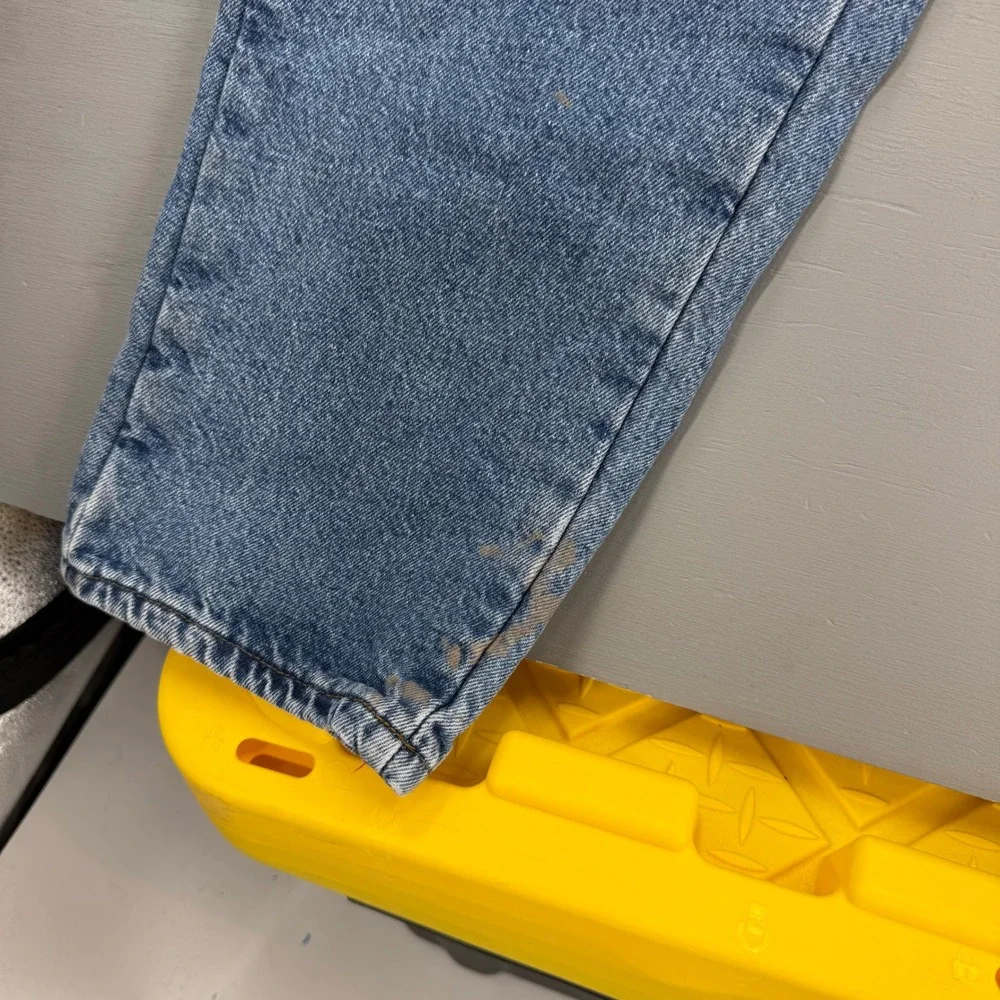 L.L.Bean Vintage Flannel Lined Jeans Blue‎ Plaid Straight Leg Denim 36 x 32